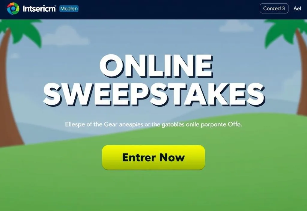 A screenshot of an online sweepstakes website with a 'Enter Now' button