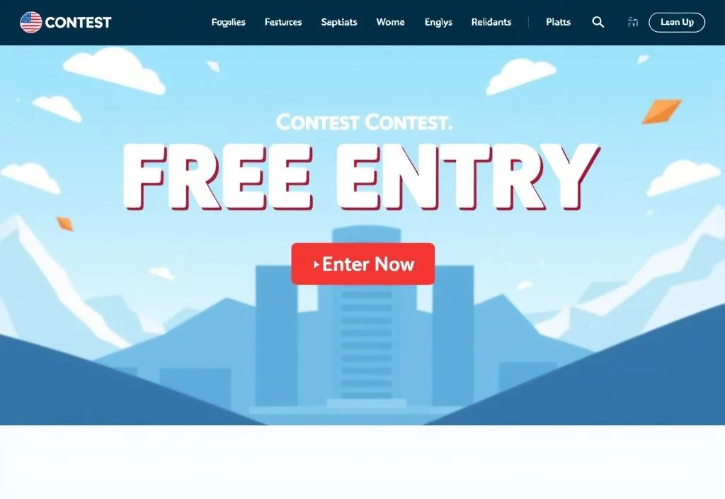 A screenshot of a free entry contest website with a 'Enter Now' button