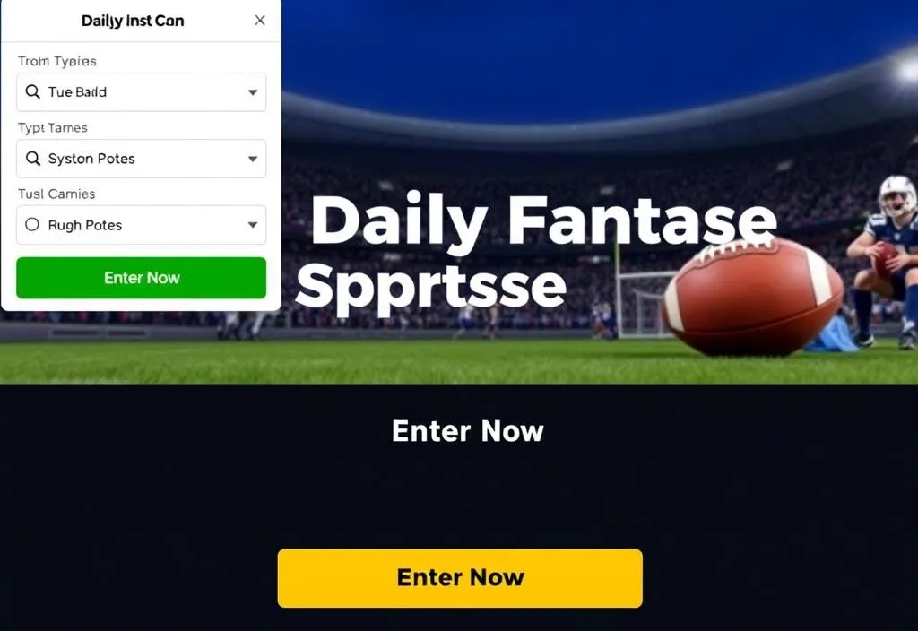 A screenshot of a daily fantasy sports website with a 'Enter Now' button