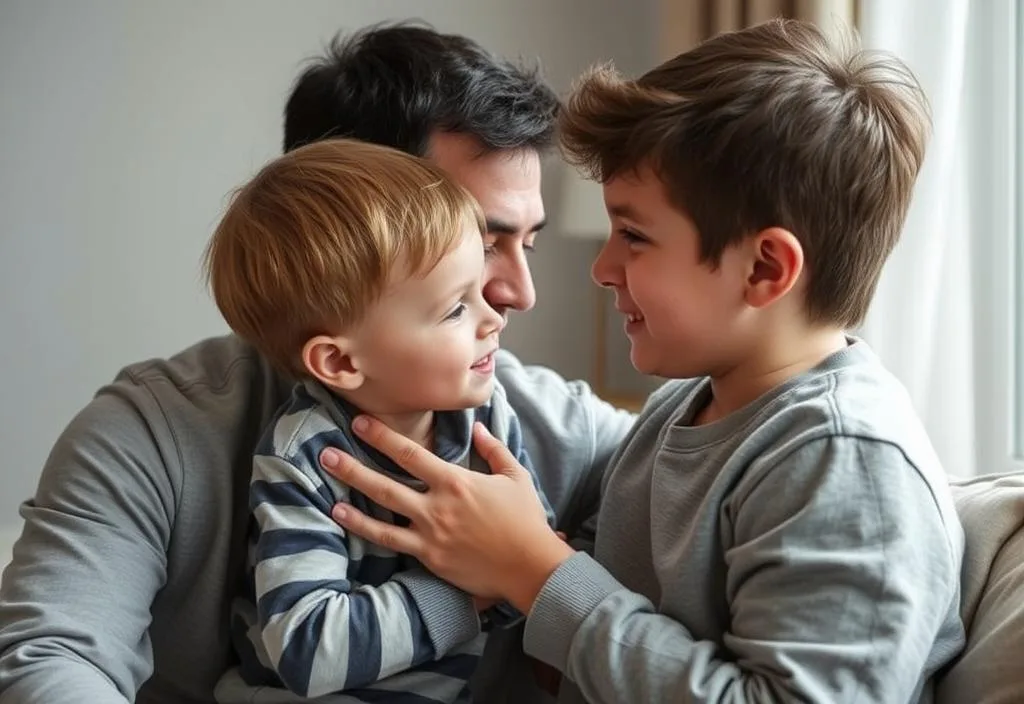 A father and child having a heart-to-heart conversation