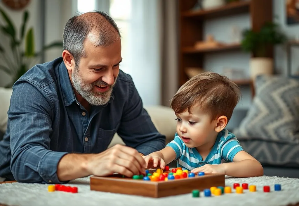 A father and child playing a game together