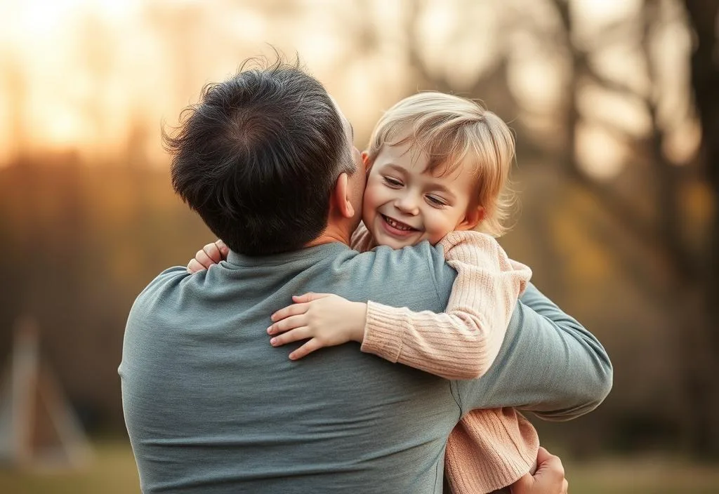 A father and child hugging