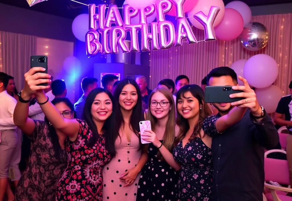 Guests taking photos at Miss A's birthday party