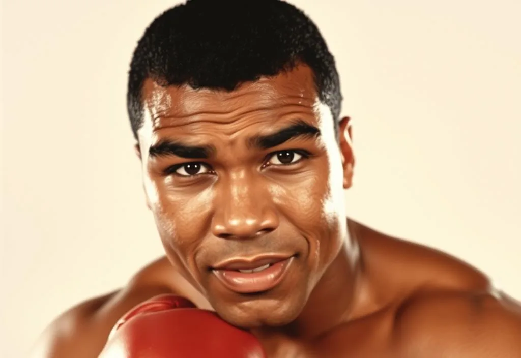 A portrait of Muhammad Ali in his prime, with a confident expression