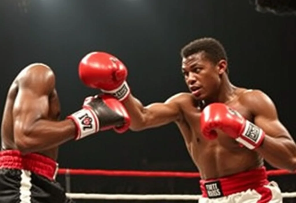 A photo of Sugar Ray Robinson in action, showcasing his lightning-fast punches