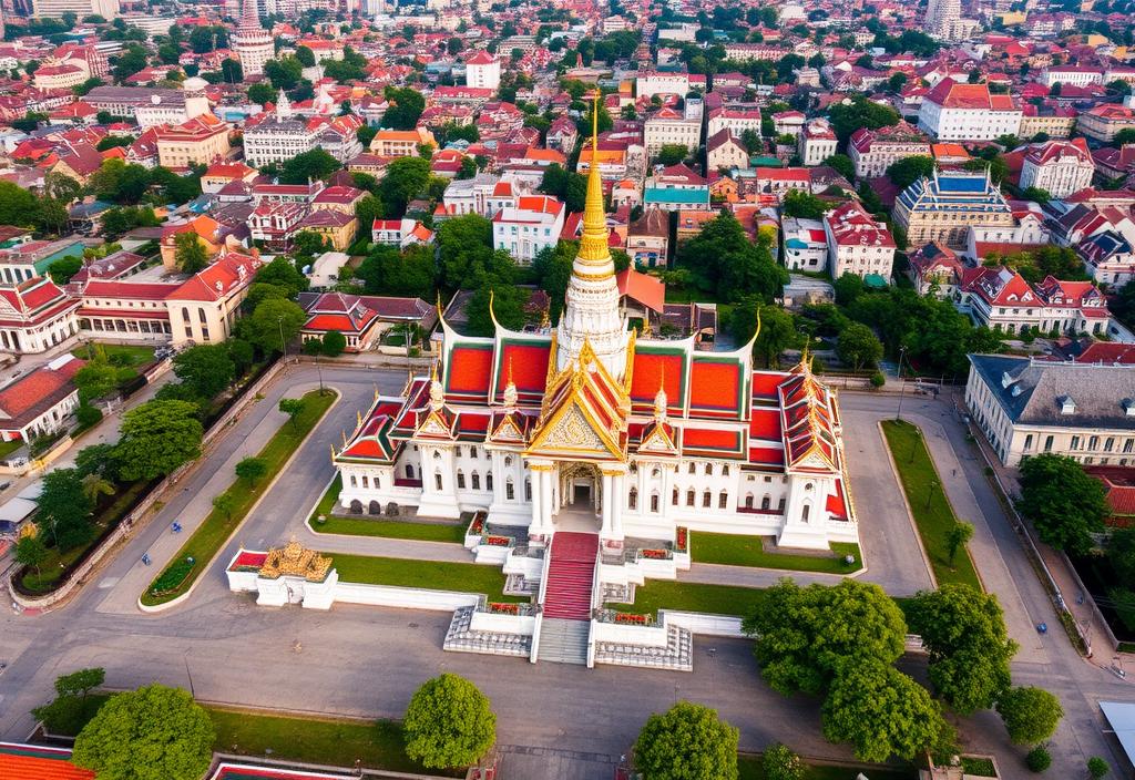 Aerial view of the Grand Palace in Bangkok, Thailand