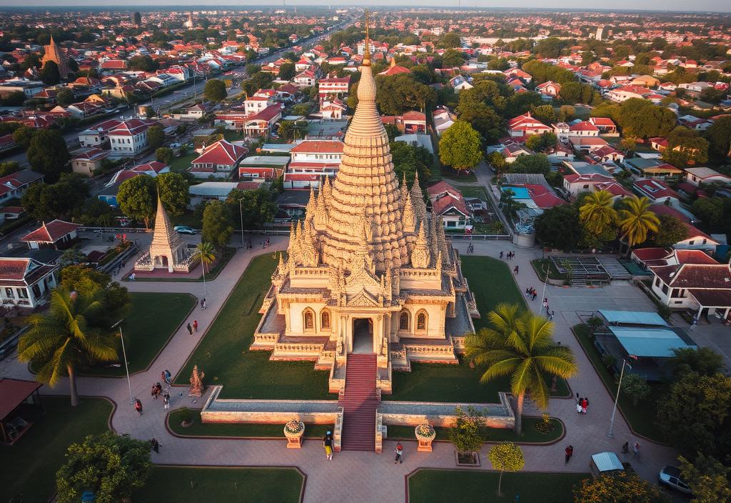 Aerial view of Wat Phra Si Sanphet temple in Ayutthaya, Thailand