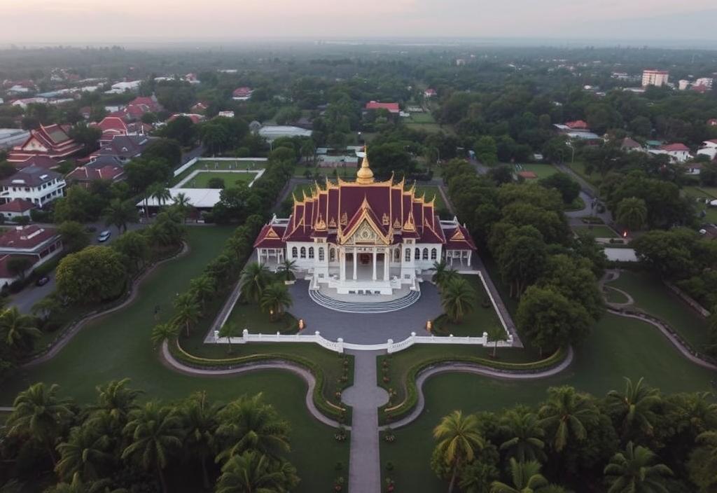 Aerial view of Maruekhathaiyawan Palace in Hua Hin, Thailand