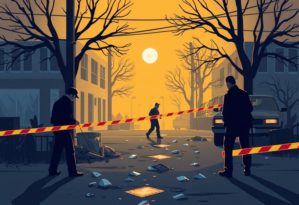 A graphic illustration of the crime scene