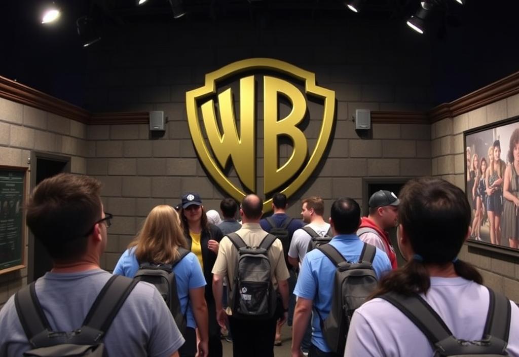 A group of people exploring the Warner Bros. Studio Tour