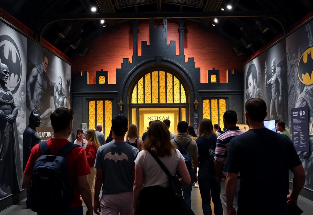 A group of people exploring the Batman Museum