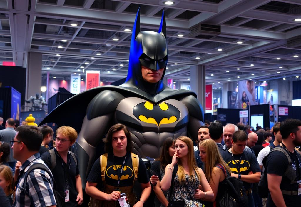 A group of people attending the Batman Fan Convention