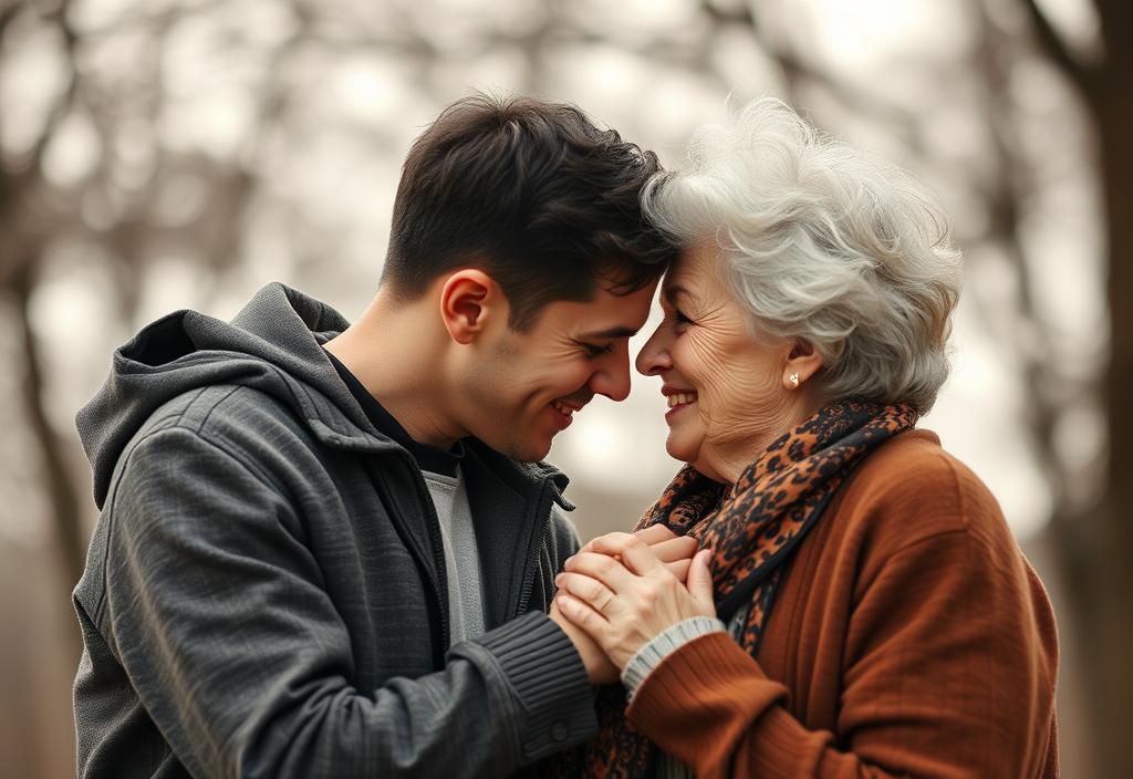 A young man falling in love with an older woman