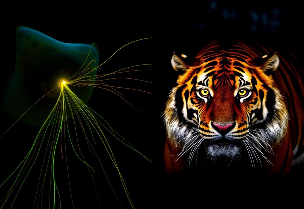 A ray's electroreceptors, and a tiger's night vision