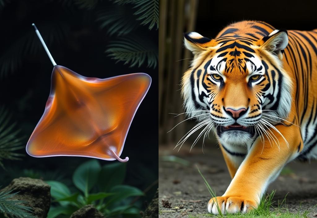 A ray and a tiger in different cultural contexts