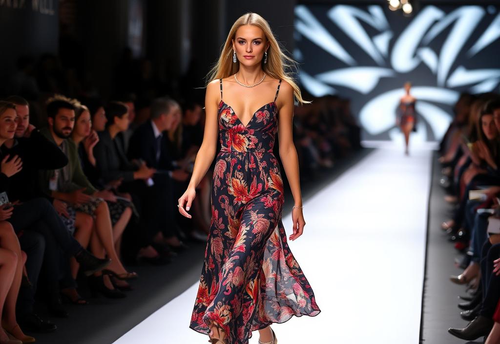 Vogue Williams walking on a catwalk