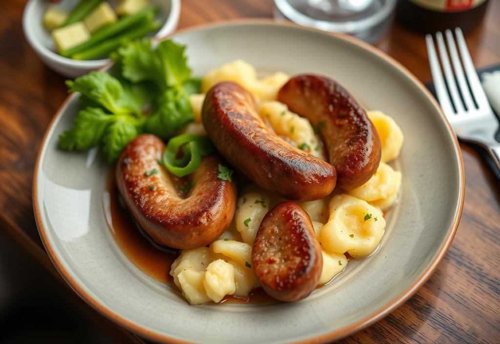 Image of a plate of bangers and mash