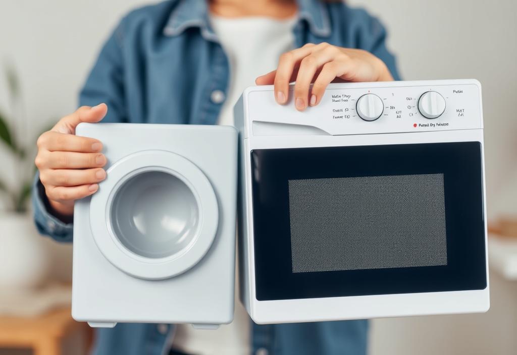 A person holding an energy-efficient appliance