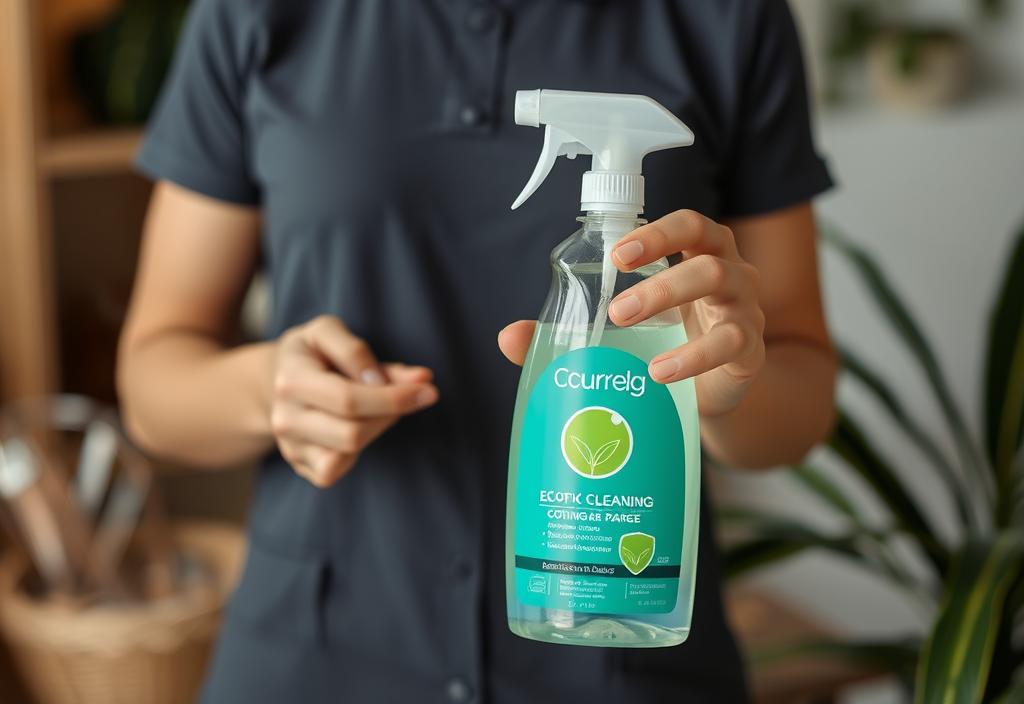 A person holding an eco-friendly cleaning product