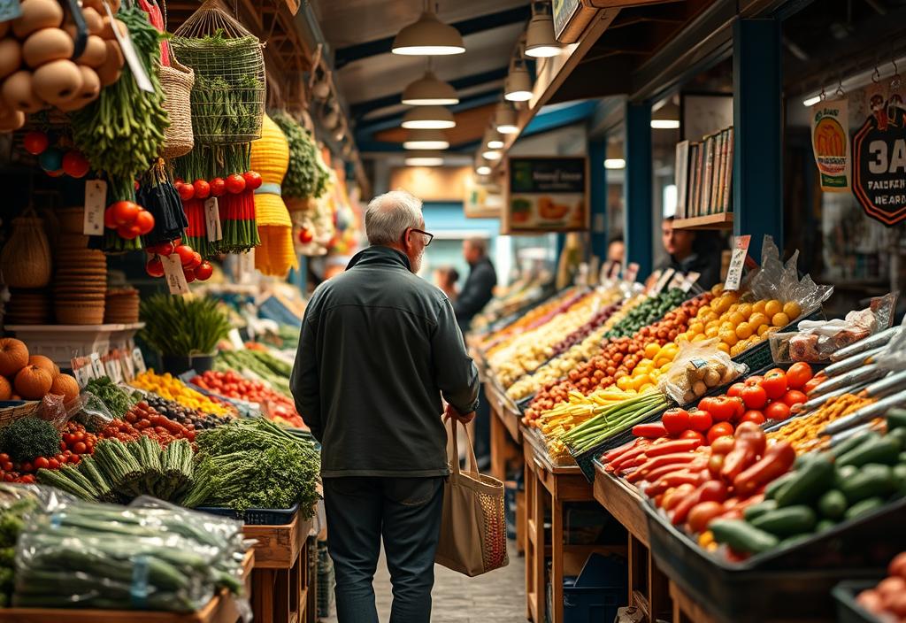 A person shopping at a local market