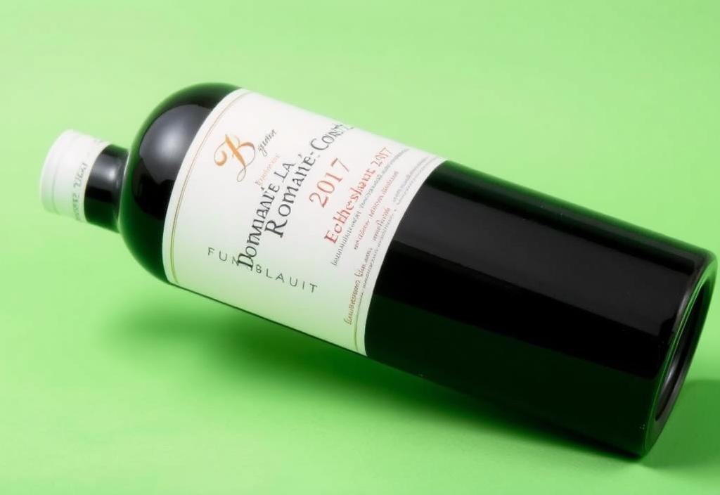 A bottle of Domaine de la Romanee-Conti Echezeaux 2017 with a green background