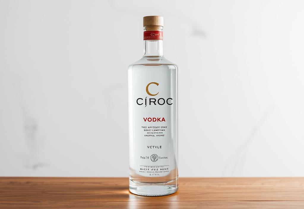 Cîroc Vodka bottle on a wooden table