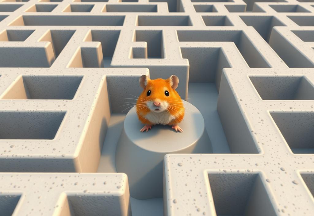 A screenshot of a hamster navigating through a maze