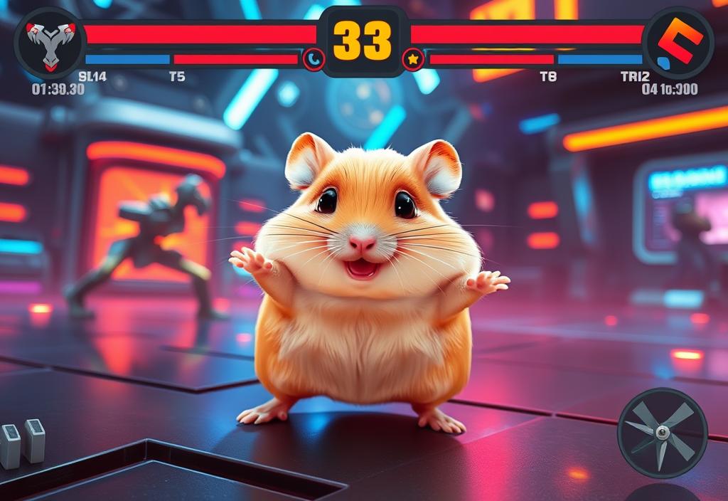 A screenshot of a hamster in a futuristic fighting game