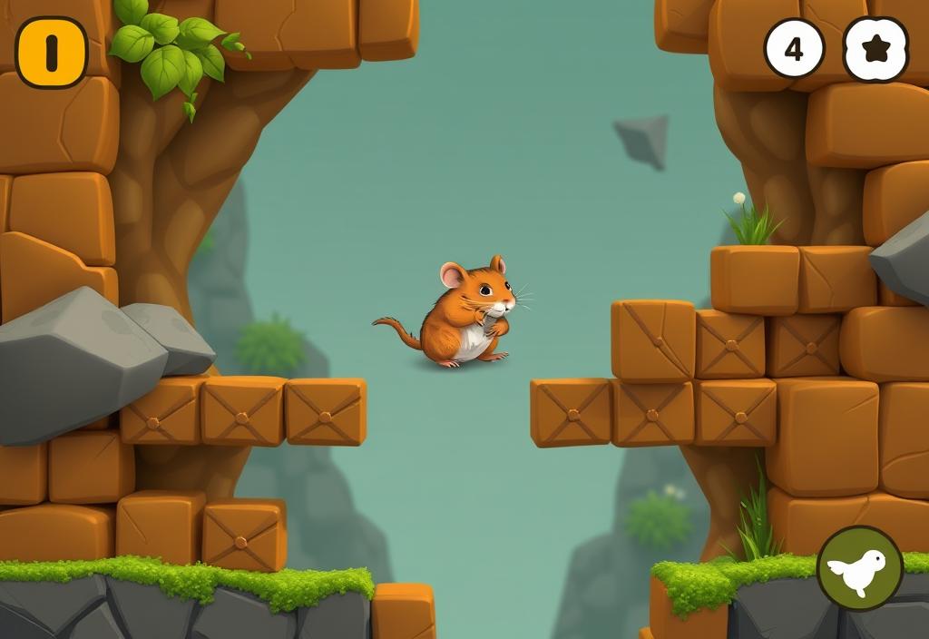 A screenshot of a hamster navigating through a puzzle level