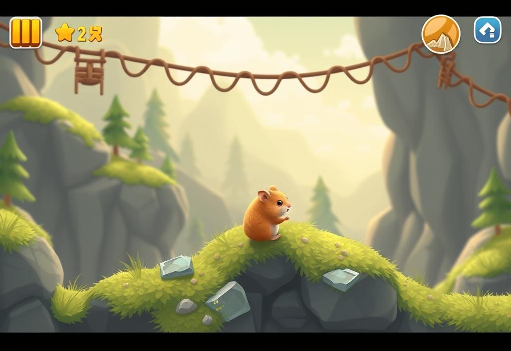 A screenshot of a hamster navigating through an adventure level