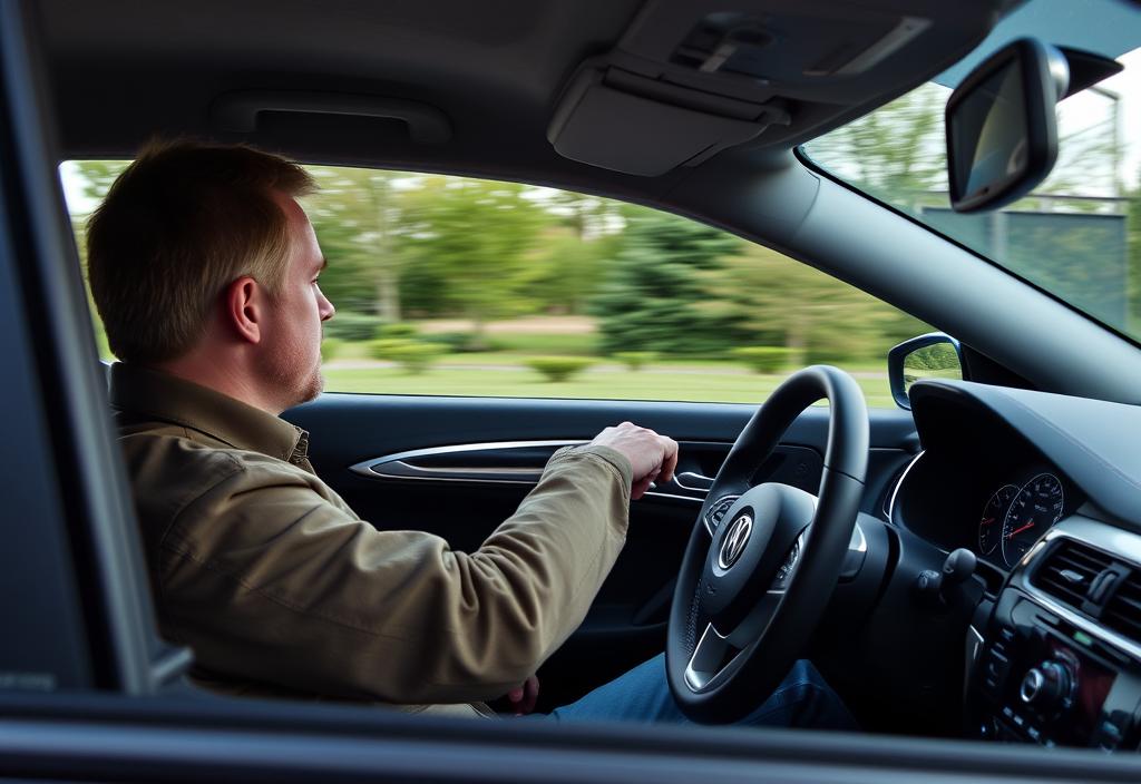 A person driving a car