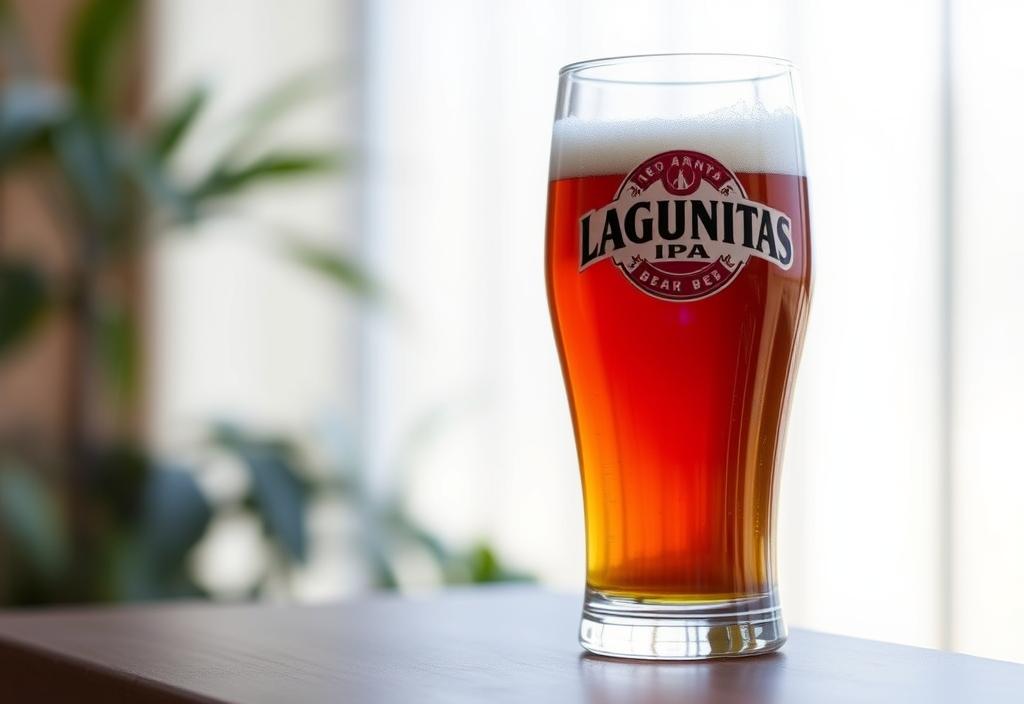 A glass of Lagunitas IPA beer