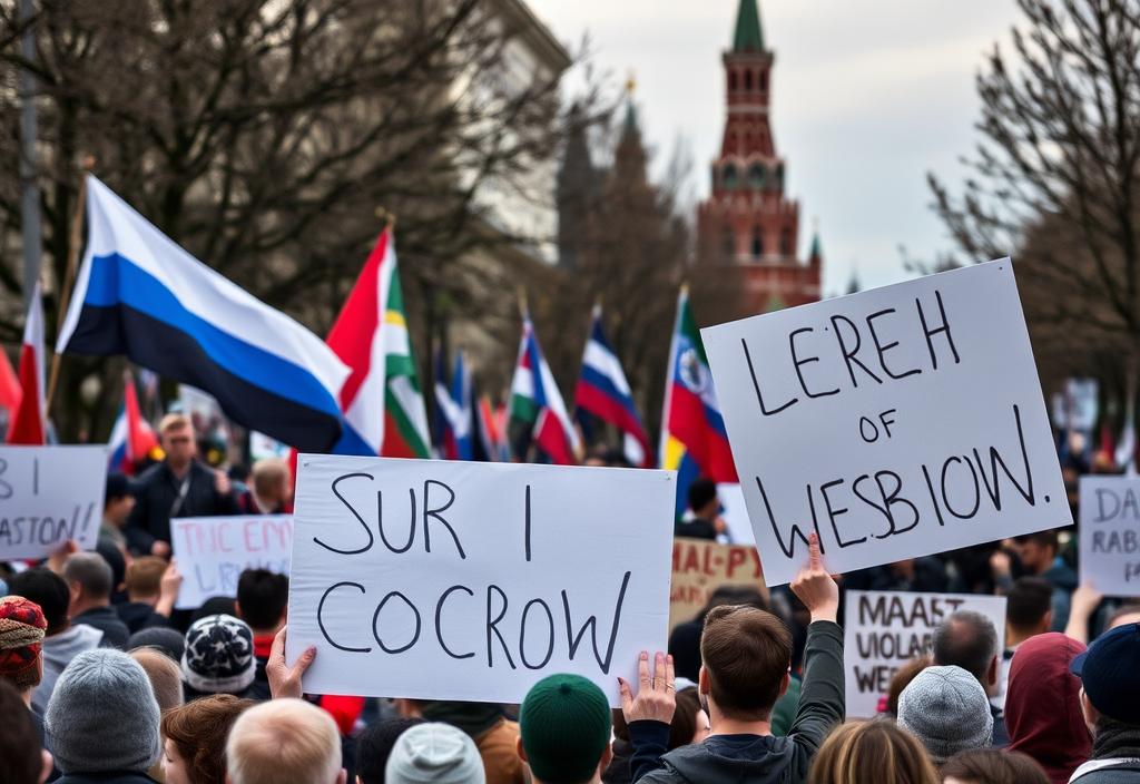 A photo of a protest in Moscow