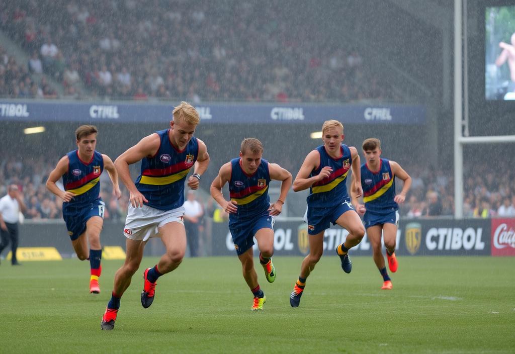 AFL Players Playing in Rainy Conditions