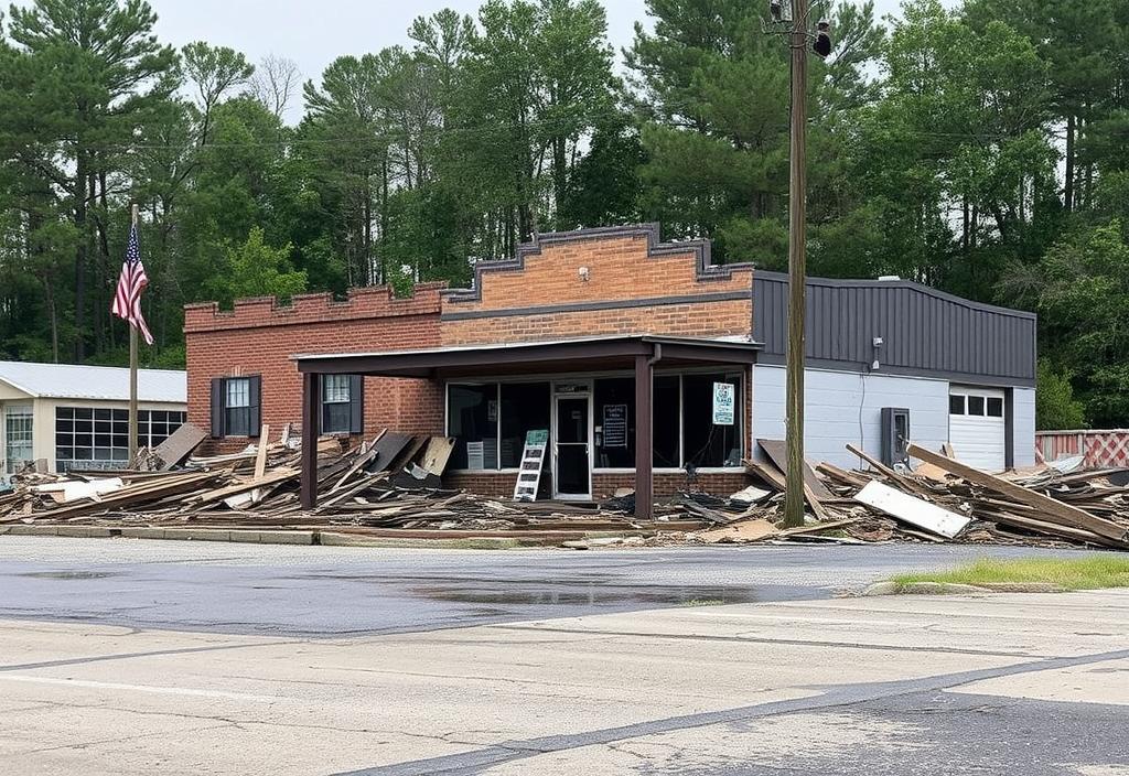 A photo of a destroyed business in Rocky Mount, NC