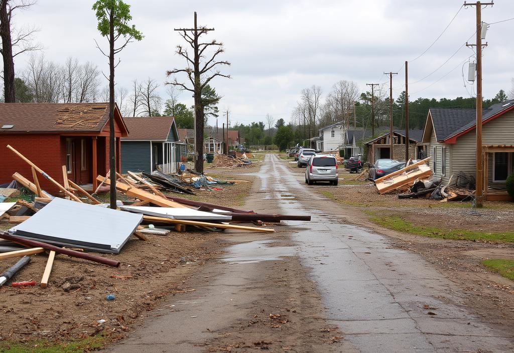 A photo of a destroyed neighborhood in Rocky Mount, NC