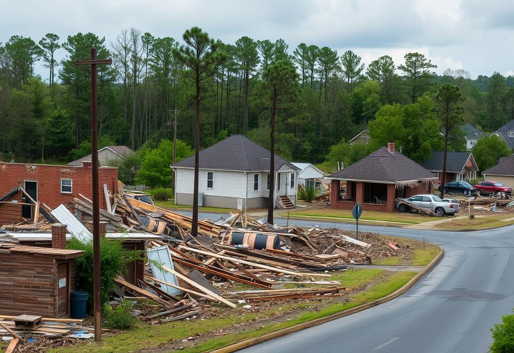 A photo of a destroyed neighborhood in Rocky Mount, NC