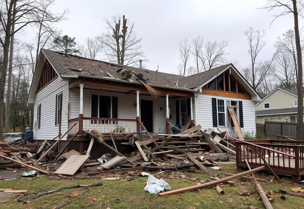 A photo of a destroyed home in Rocky Mount, NC