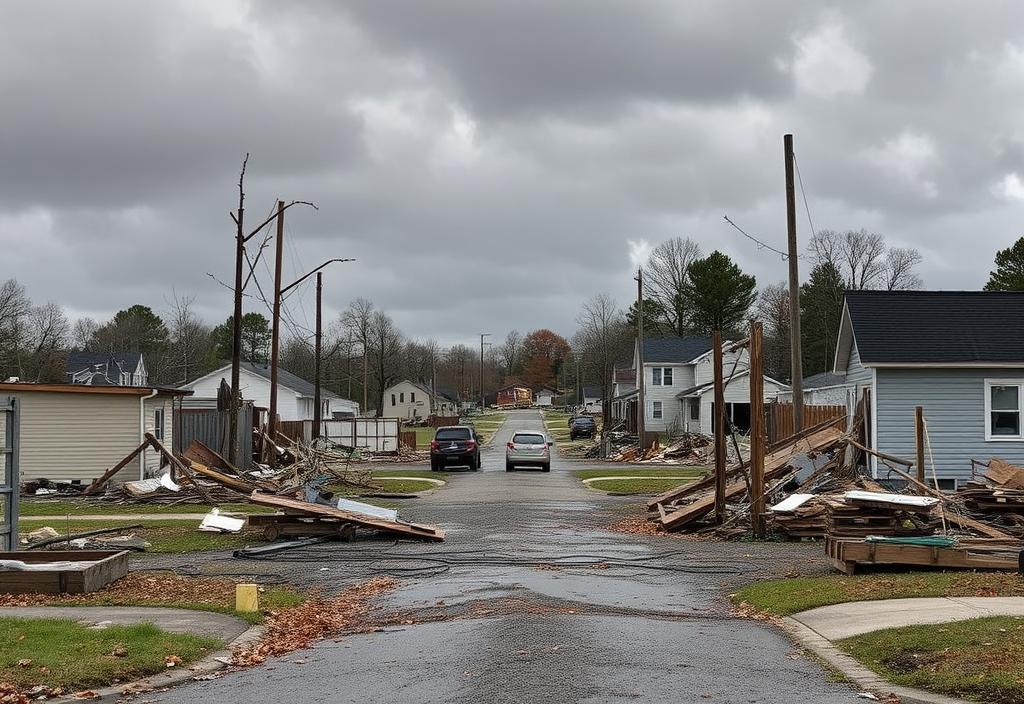 A photo of a destroyed neighborhood in Rocky Mount, NC