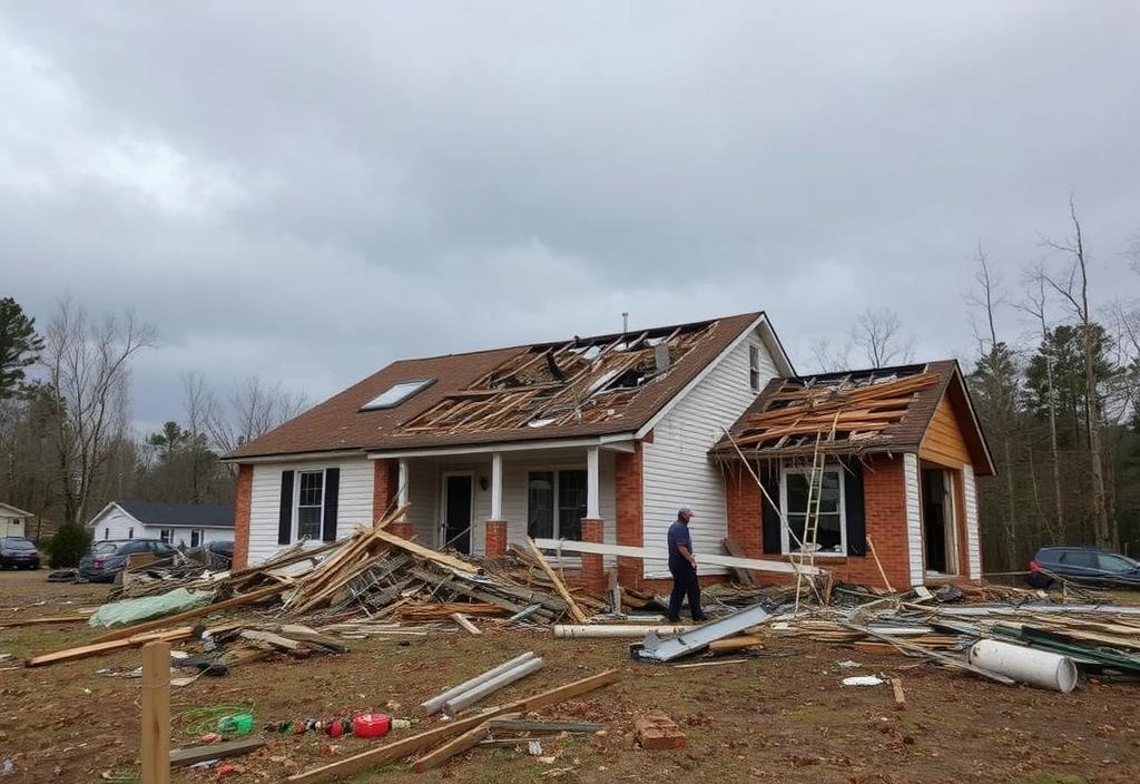 A photo of a destroyed home in Rocky Mount, NC