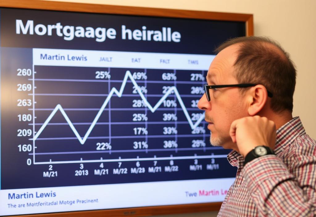 A concerned Martin Lewis looking at a mortgage rate chart