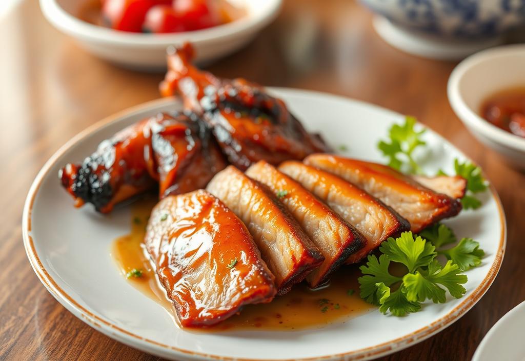 Peking duck on a plate