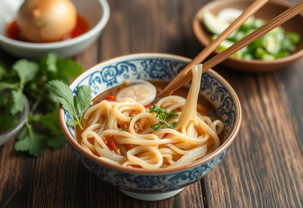 Wonton noodles in a bowl