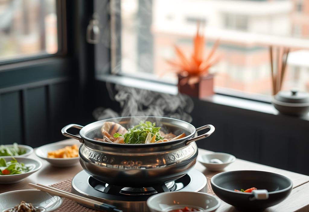 Hot pot on a table