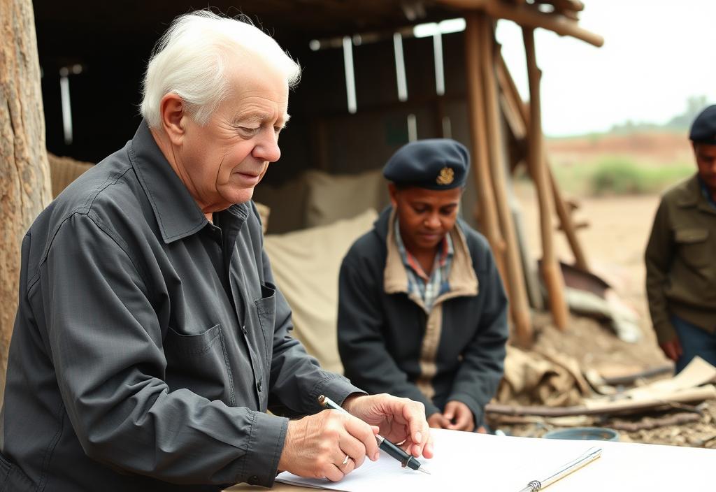 A photo of Jimmy Carter working on a humanitarian project