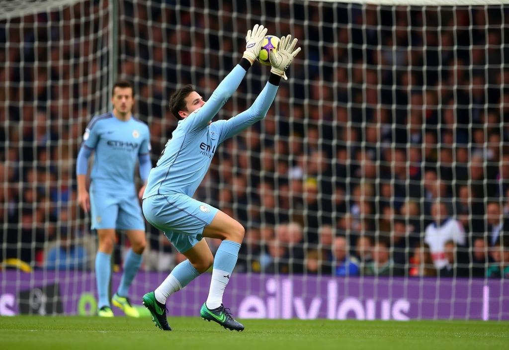 Manchester City's goalkeeper in action