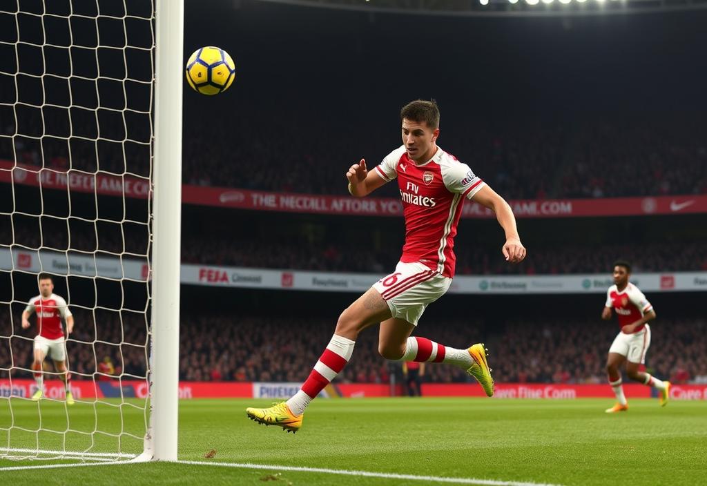 A screenshot of the Arsenal midfielder scoring a goal