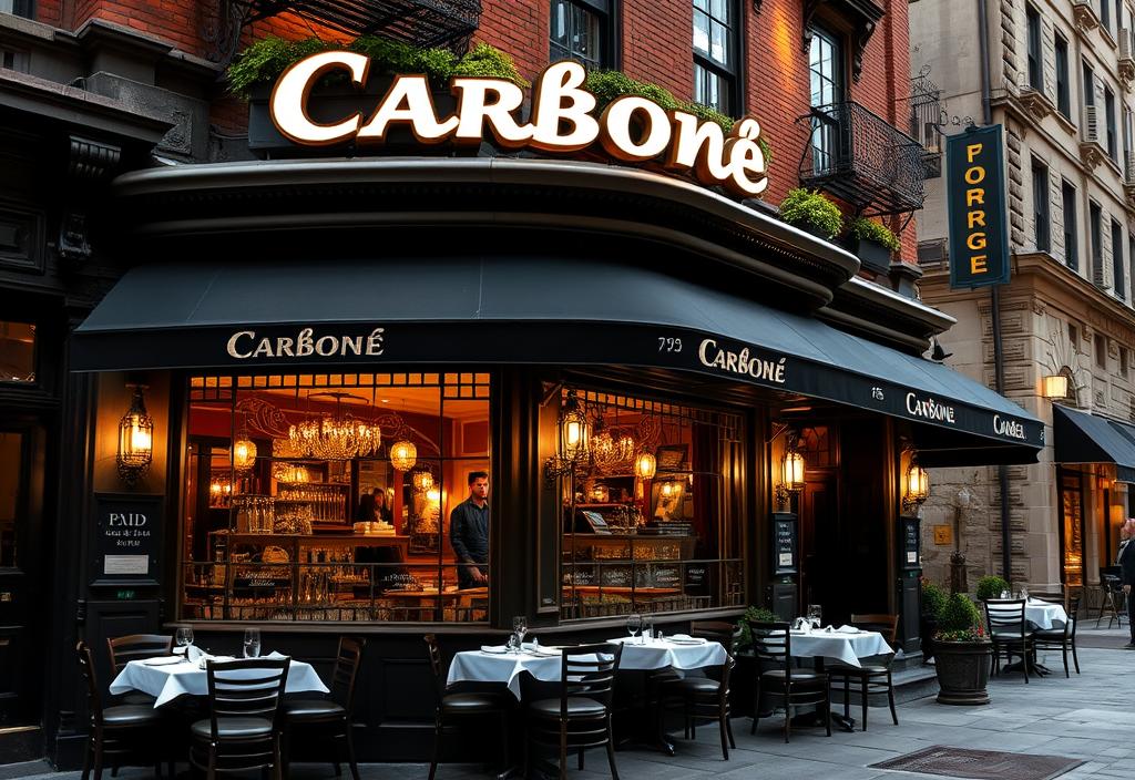 A photo of the iconic Carbone restaurant in New York City