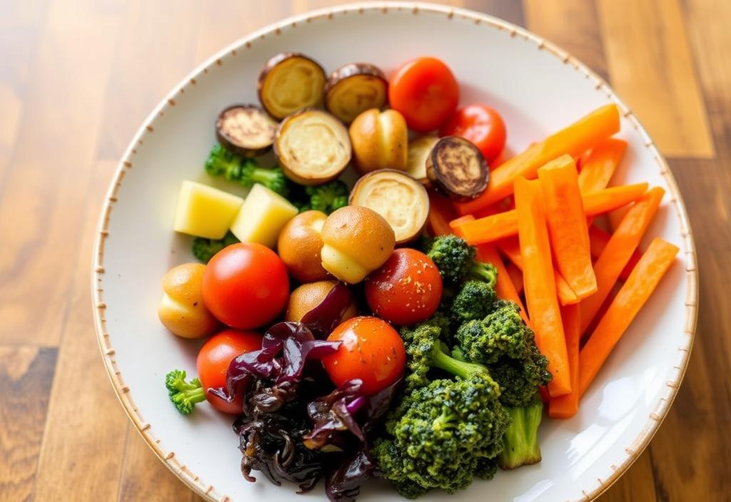 A photo of a Sun Basket meal with a variety of colorful vegetables