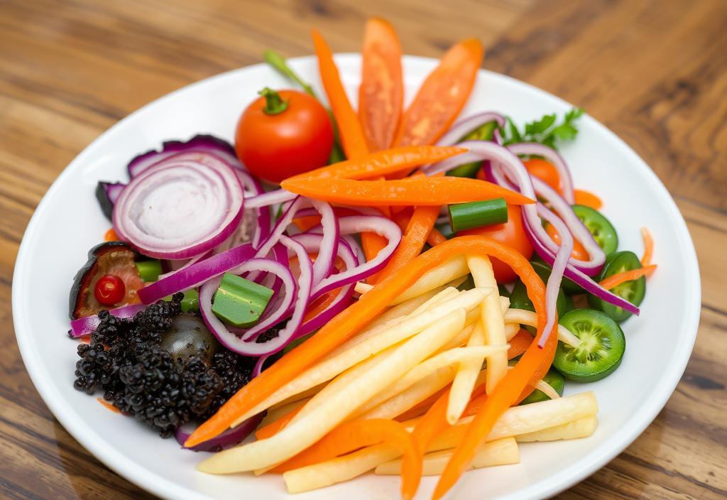 A photo of a Freshly meal with a variety of colorful vegetables